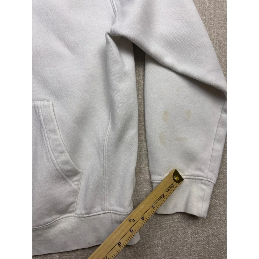 Nike Mens Sportswear Club Fleece Hoodie White Black Embroidered Logo Size M